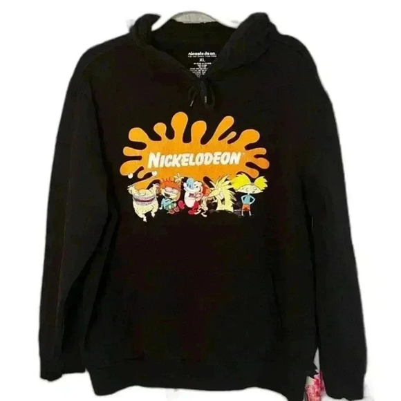Other - Nickelodeon Black Splat Pullover Hoodie with 90’s characters size. XL‎